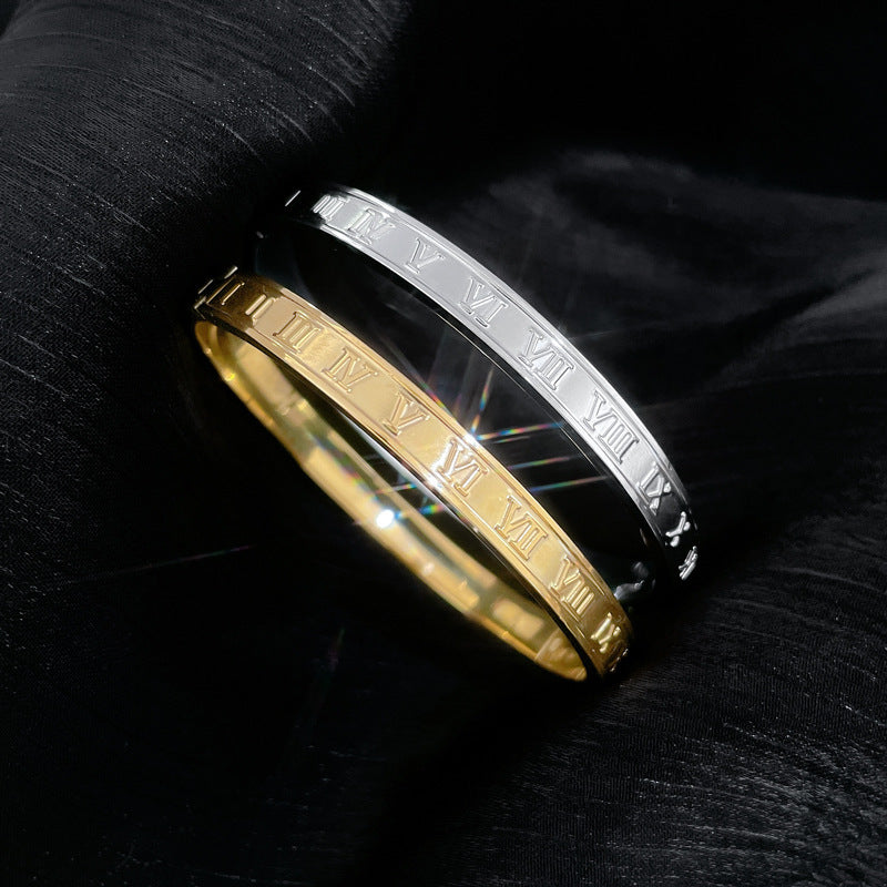 Minimalist Luxury Titanium Steel Bracelet for Women with Plated Finish Retro Elegant Design