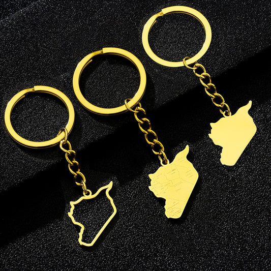 Ethnic Style Polished Stainless Steel Letter Pendant Keychain for Men and Women