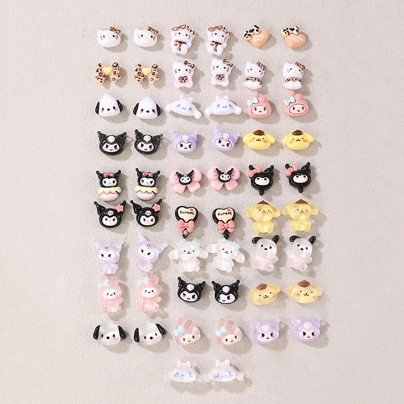 Orecchini a perno in resina con fiocco di Keroppi di Sanrio, con intarsi di perle, per bambine