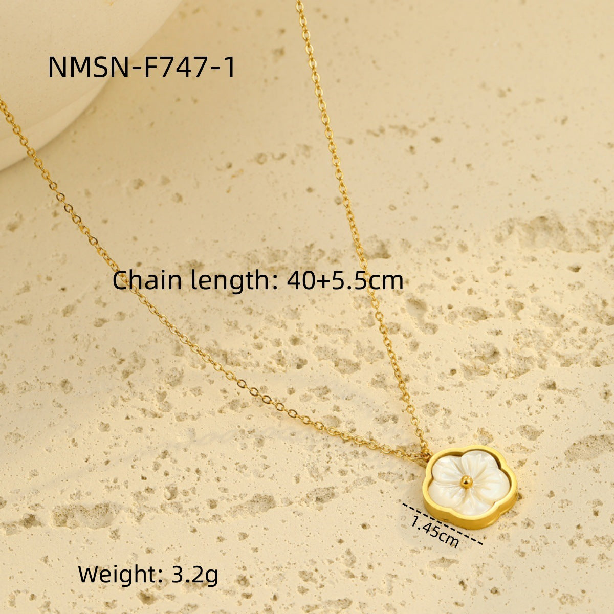 Elegante Collana Pendente Floreale da Donna in Acciaio Inossidabile con Zircone e Intarsio di Madreperla