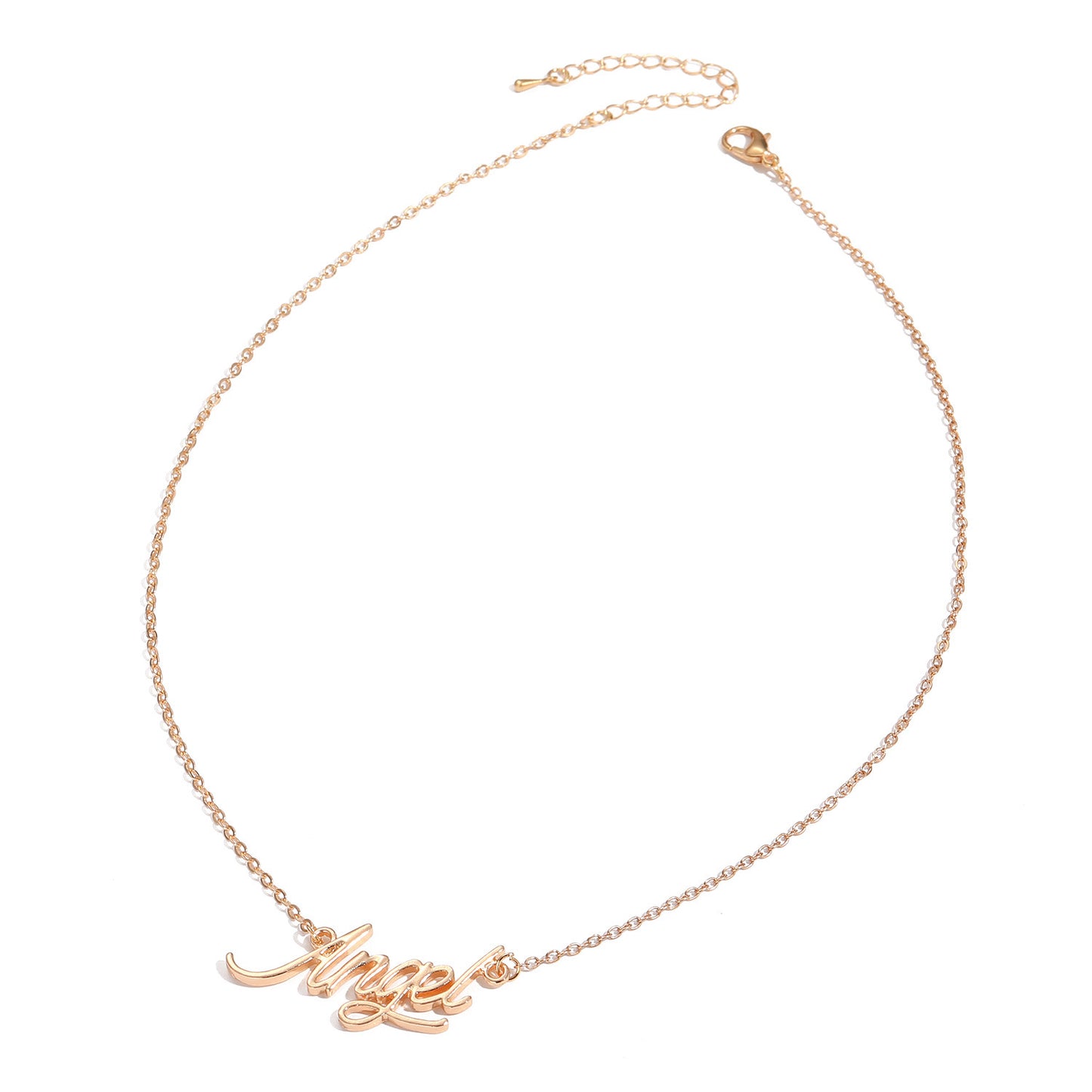 Collana con ciondolo alfabeto minimalista per bambini, catena in lega con finitura placcata, gioielli regolabili per clavicola