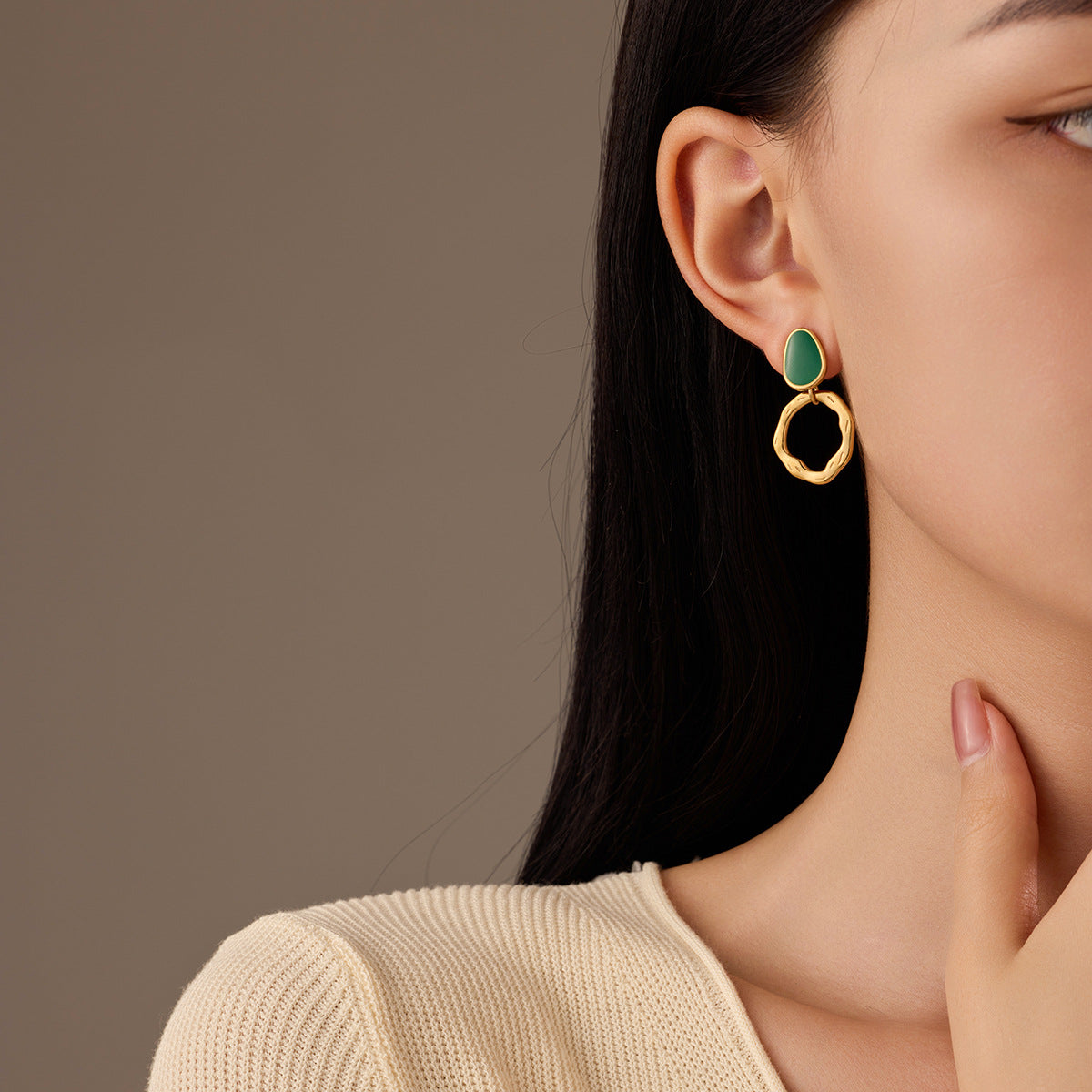 Pendientes de Acero Inoxidable de 18 quilates, Esmaltados, Geométricos, Irregulares, Estilo Vintage para Mujer