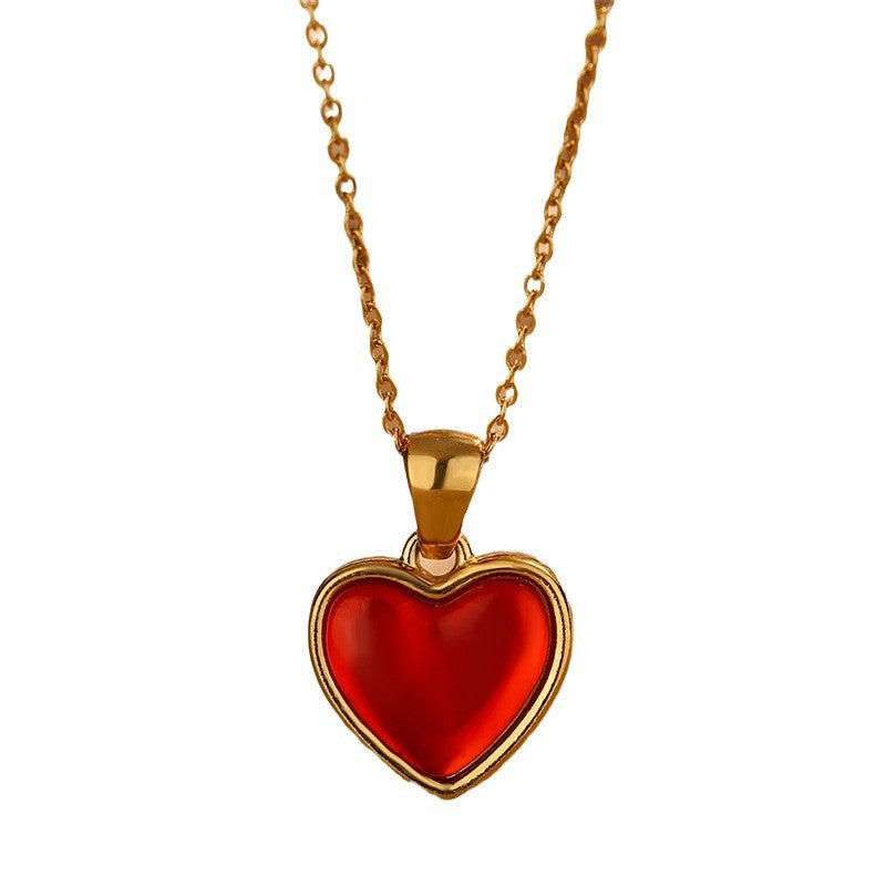 Collana con Ciondolo Minimalista a Cuore in Acciaio Inox Placcato per Donne