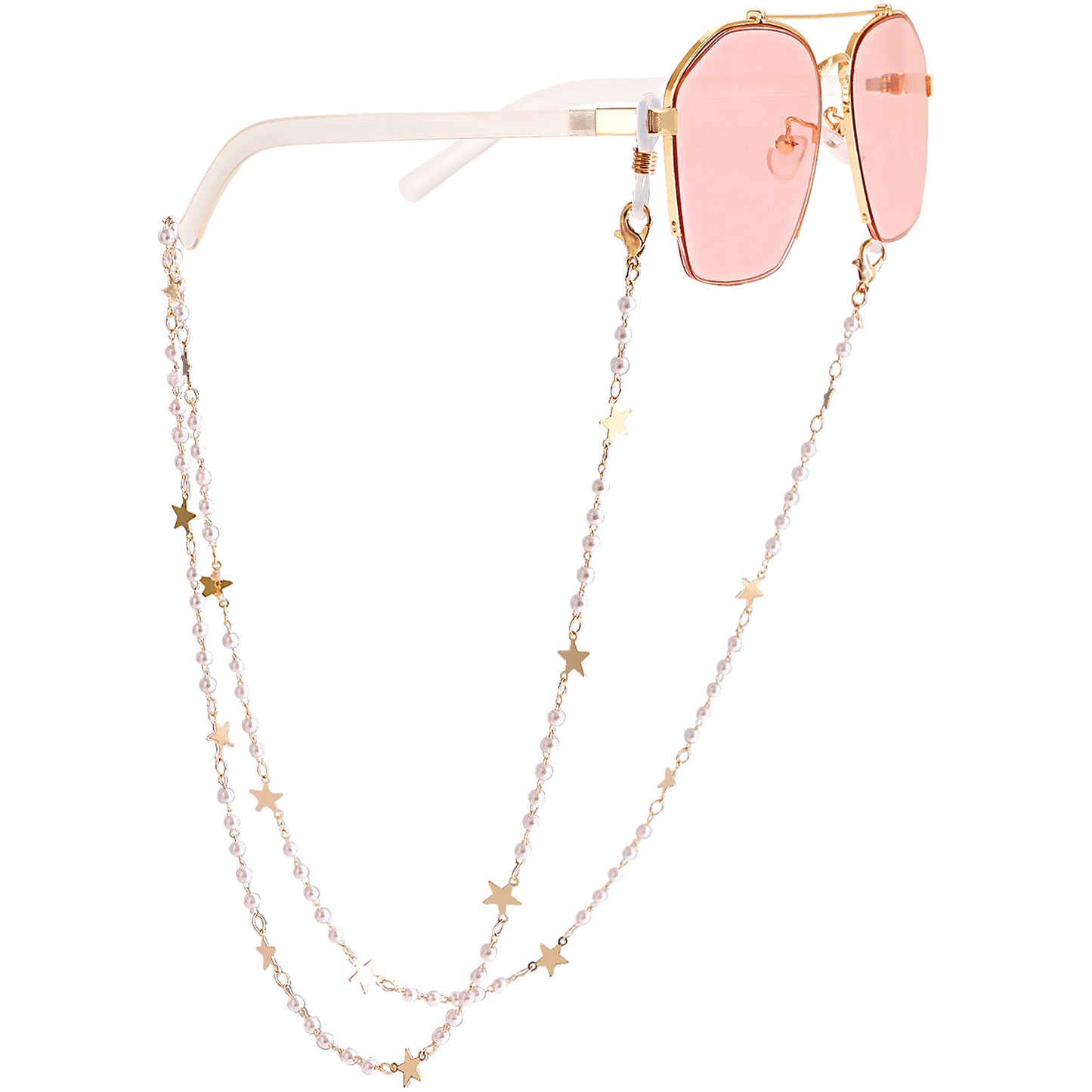 Star Round Heart Pearl Alloy Mask Chain and Eyeglass Holder