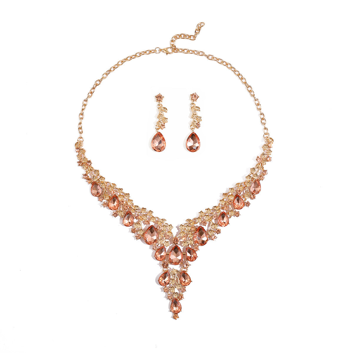 Set Minimalista di Collana e Orecchini Botanici in Lega con Finitura Placcata, Catenina a O, con Motivi di Grano, Foglie e Baccelli di Loto