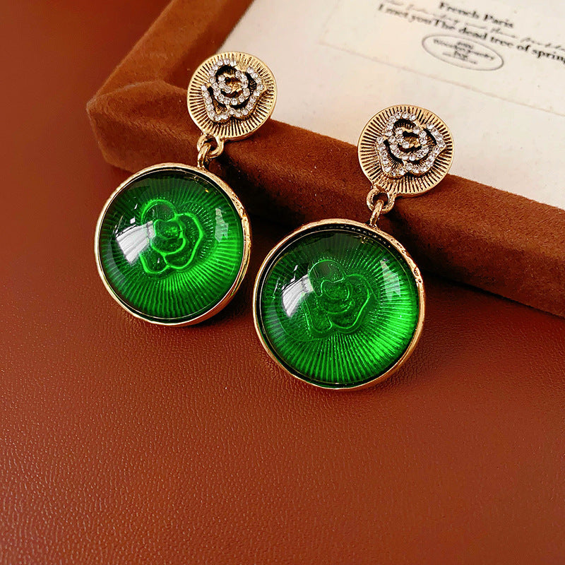 Vintage Geometric Earrings in Copper with Plated Finish for Women Minimalist Retro Ear Studs