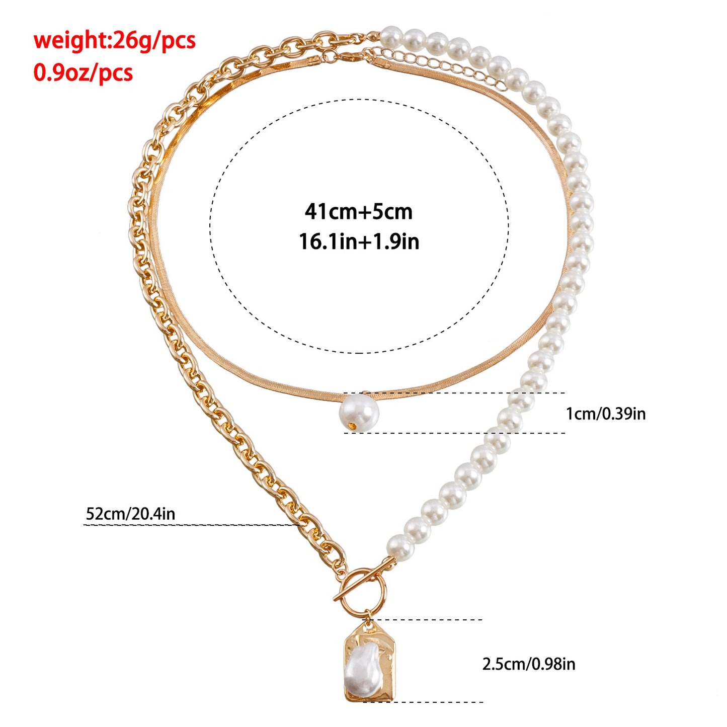 Vintage Baroque Style Geometric Pendant Necklace for Women with Electroplated Metal Chain and Imitation Pearl Accents