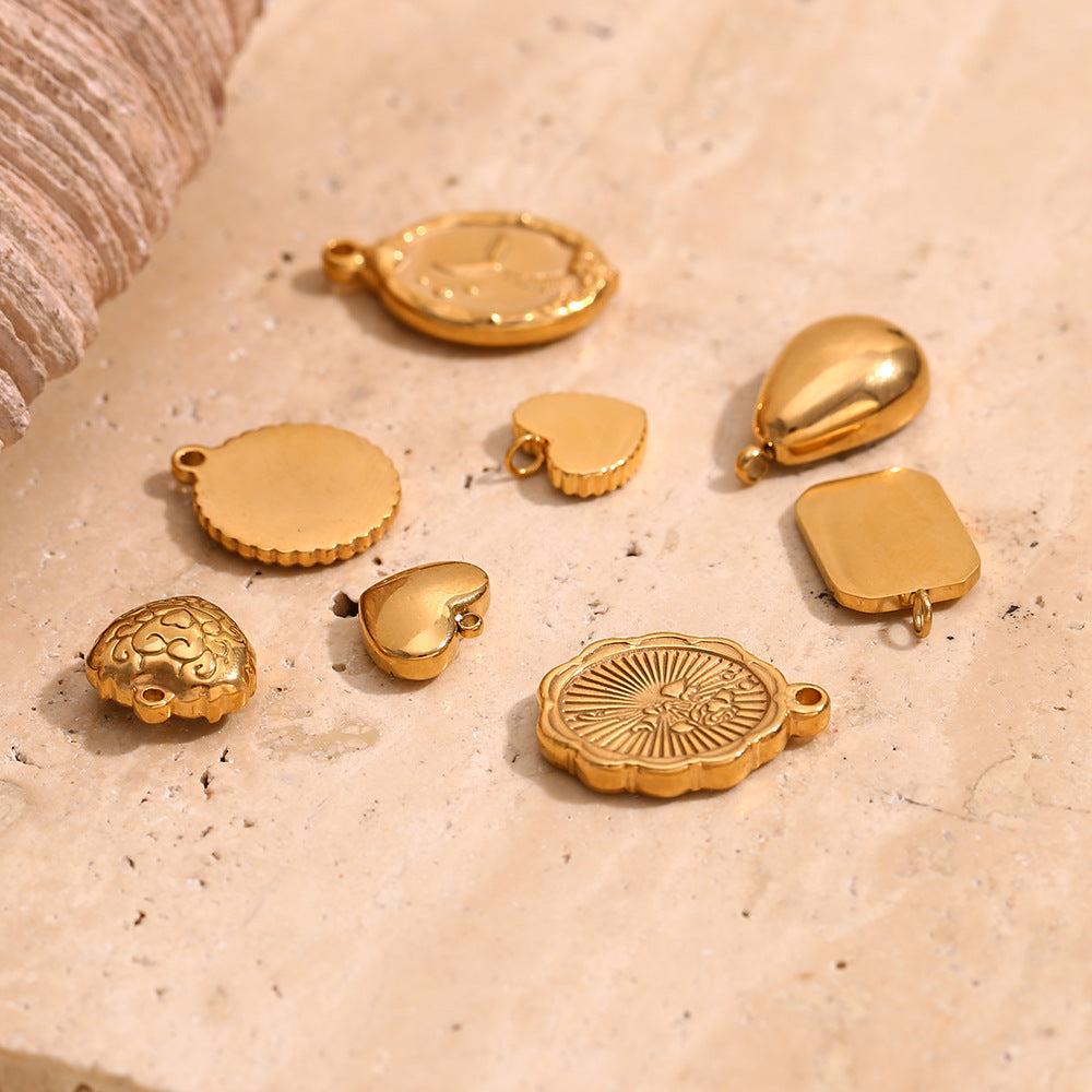 Colgante Corazón Flor Plana Aguacate Geométrico para Mujer de Acero Inoxidable Enchapado en Oro de 18K Accesorio de Moda