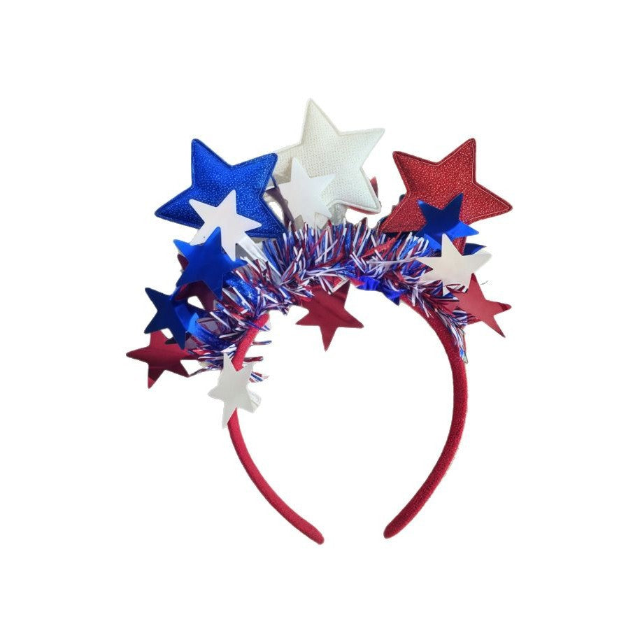 Red White Blue Star Fabric Headband Unisex Patriotic Holiday Hair Accessory