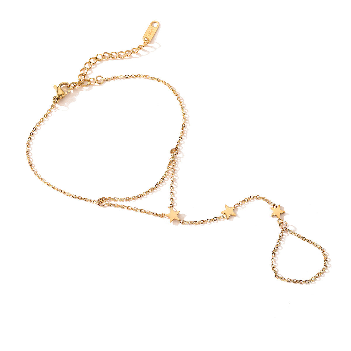 Minimalist Geometric Stainless Steel Hand Chain for Women with 18K Gold Plating and Irregular Design