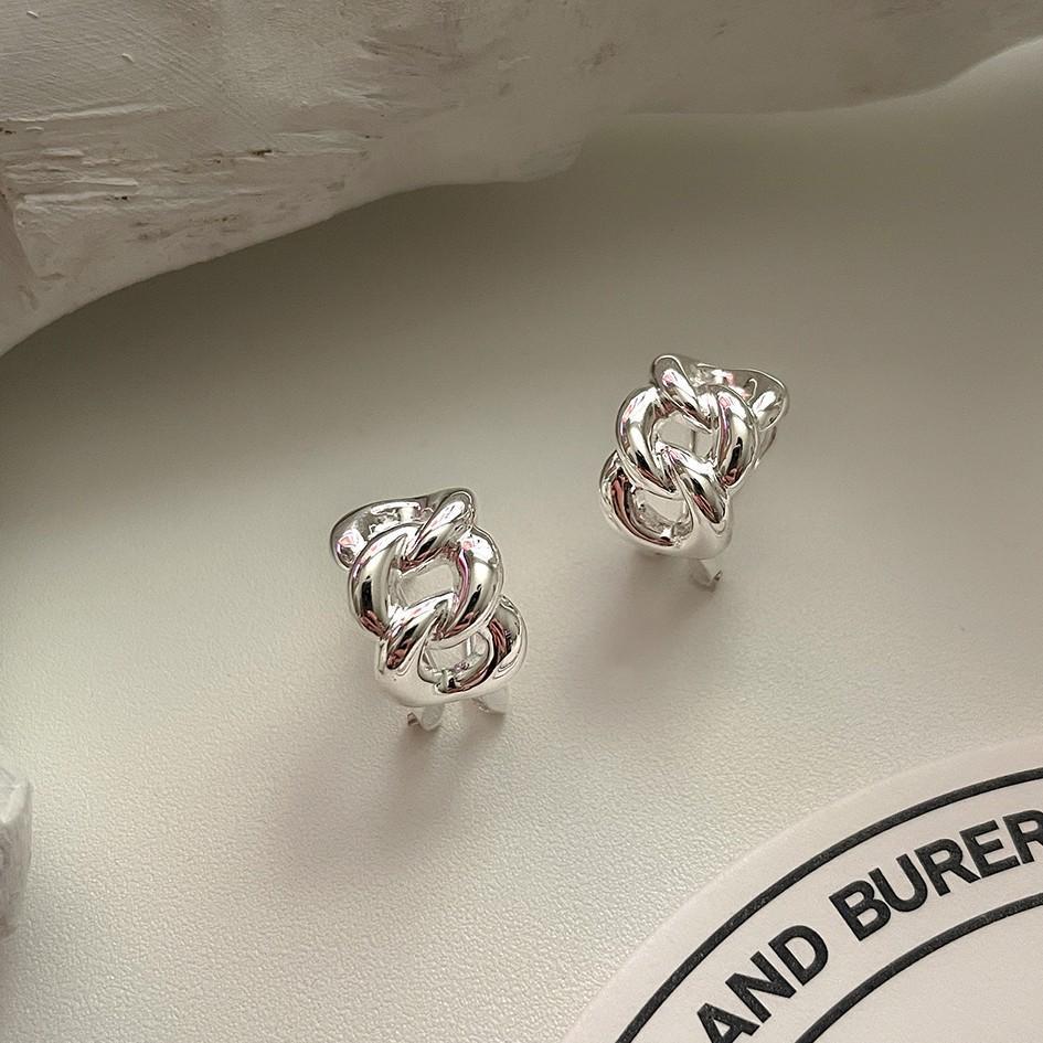 Minimalist 925 Sterling Silver Curb Chain Letter Hoop Earrings for Women