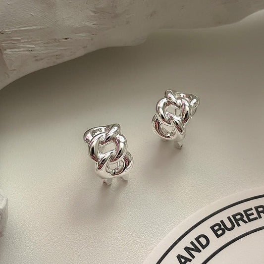 Orecchini a cerchio a catena a maglia barbazzale in argento sterling 925 con lettera minimalista da donna