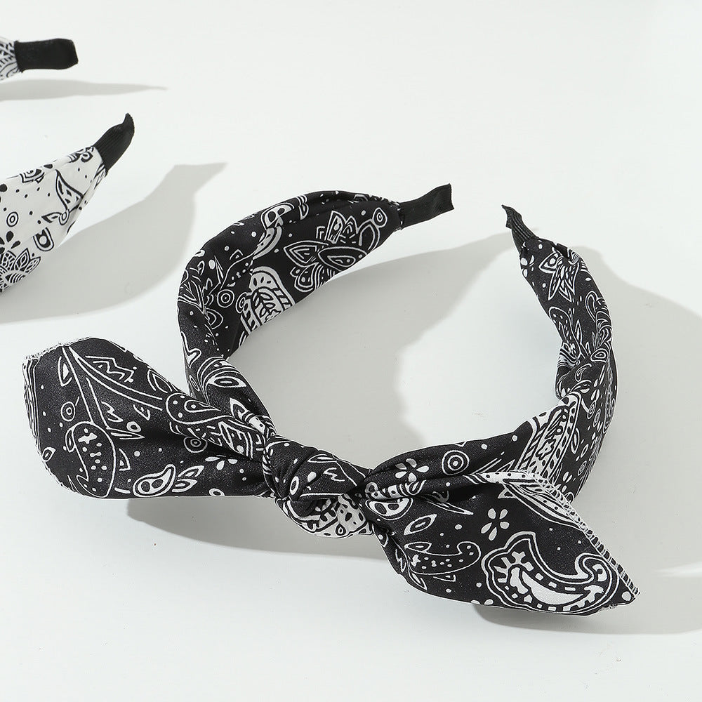 Cinta para el pelo minimalista en blanco y negro con diseño de lazo para niñas, estilo tutú retro, diadema ancha con diseño de corona alta