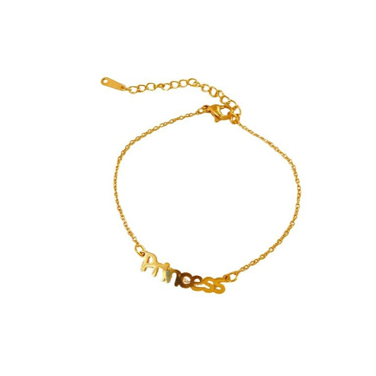 Streetwear Letter Titanium Steel Plated Necklace Bracelet Set for Unisex