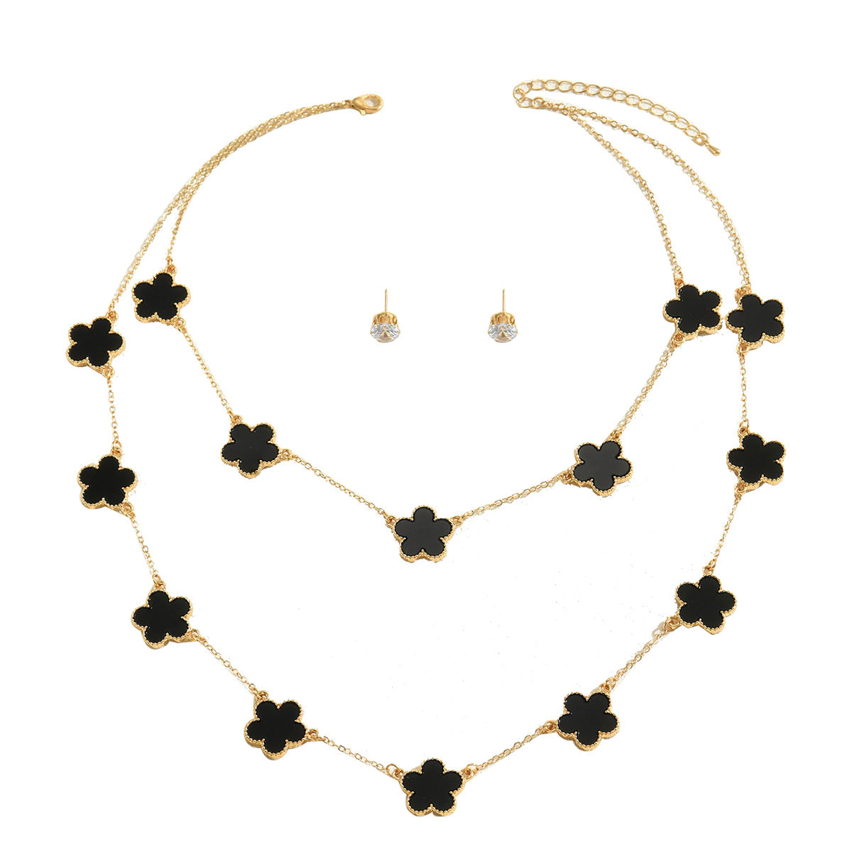 Set di collane con ciondolo a fiori di ciliegio rustici per donna con catena in lega e gemme artificiali intarsiate