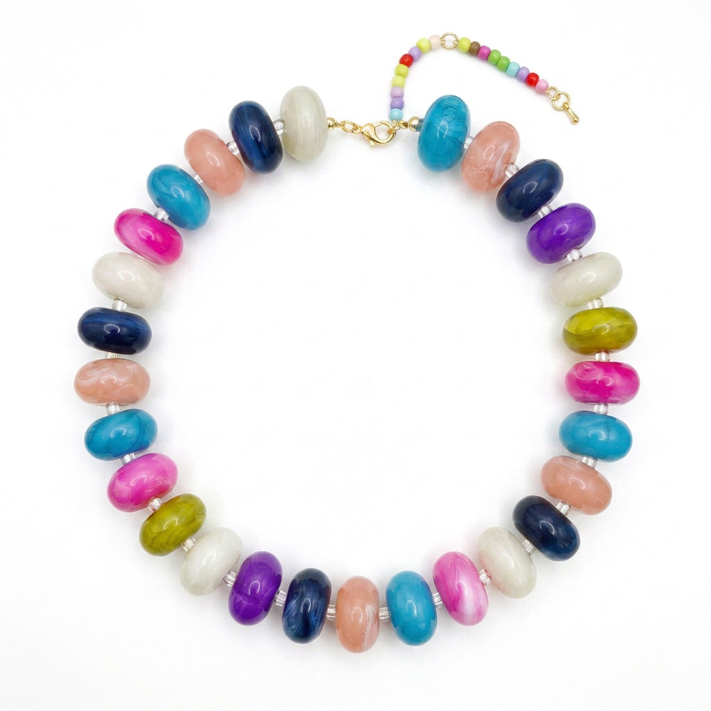 Bohemian Geometric Acrylic Pendant Brass Ball Chain Necklace for Women