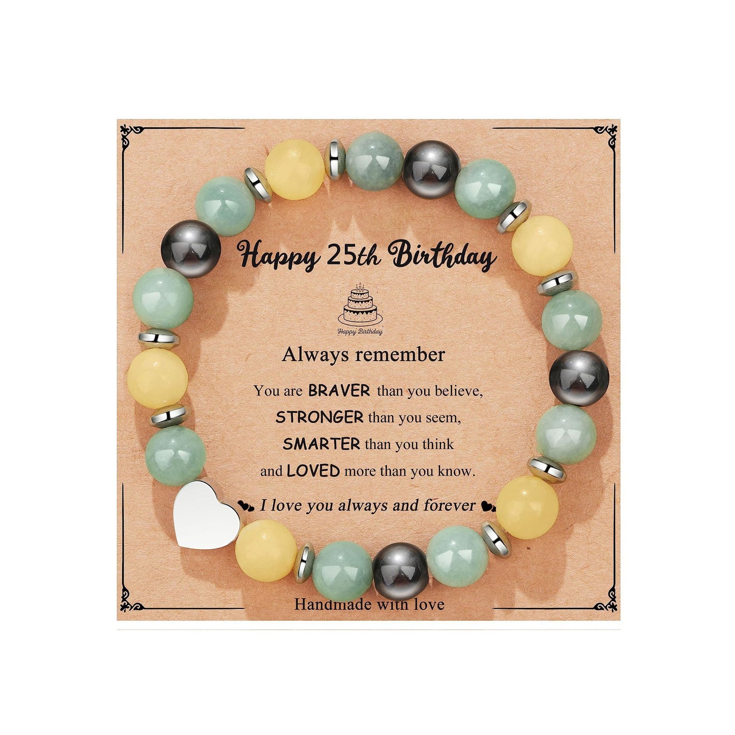 Natural Stone Zebra Print Round Beaded Bracelet for Women
