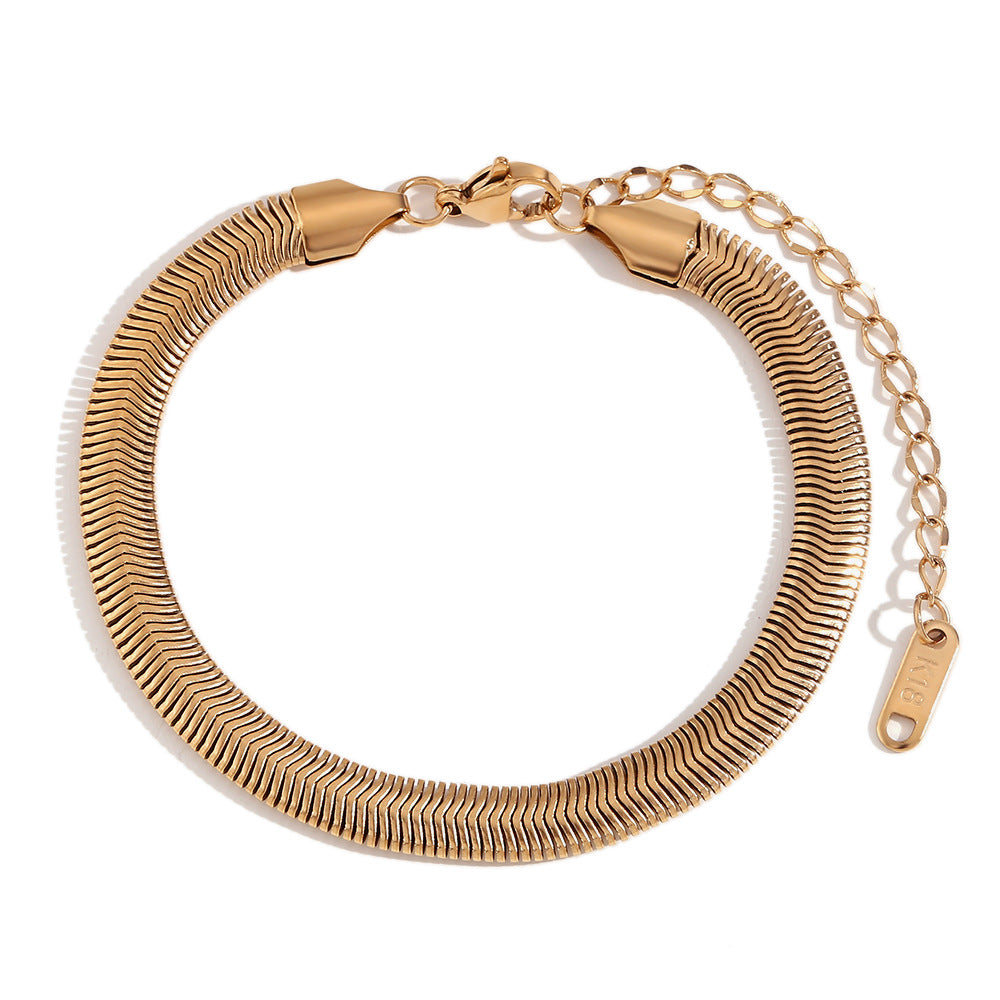 Braccialetto a catena serpente in acciaio inossidabile placcato oro 18 carati con design geometrico minimalista da donna