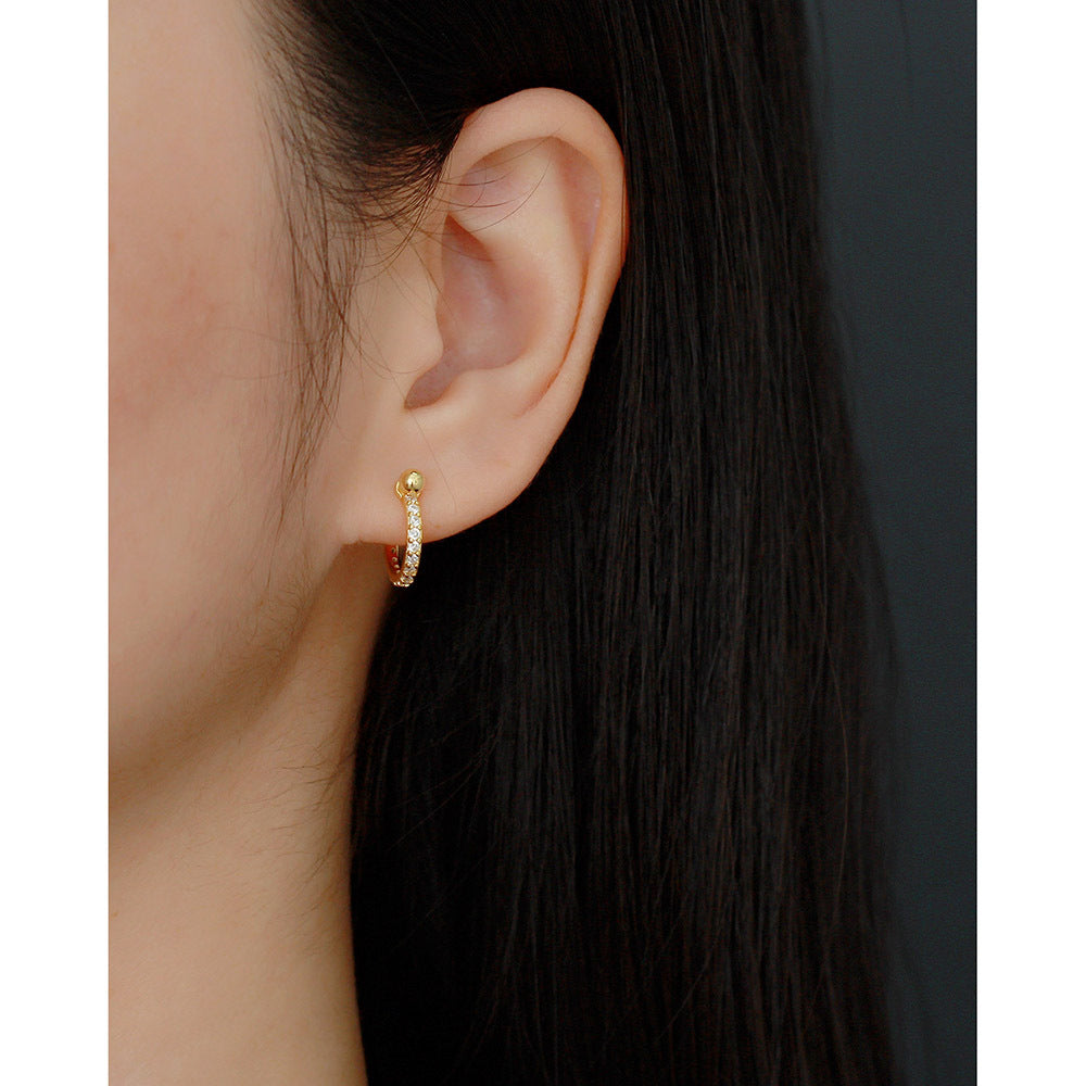 Orecchini a Cerchio Geometrici con Zirconi Cubici in Argento Sterling 925