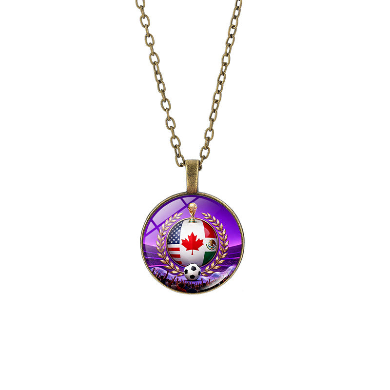 Vintage Sporty Geometric Alloy Pendant Necklace with Crystal Charm for Unisex