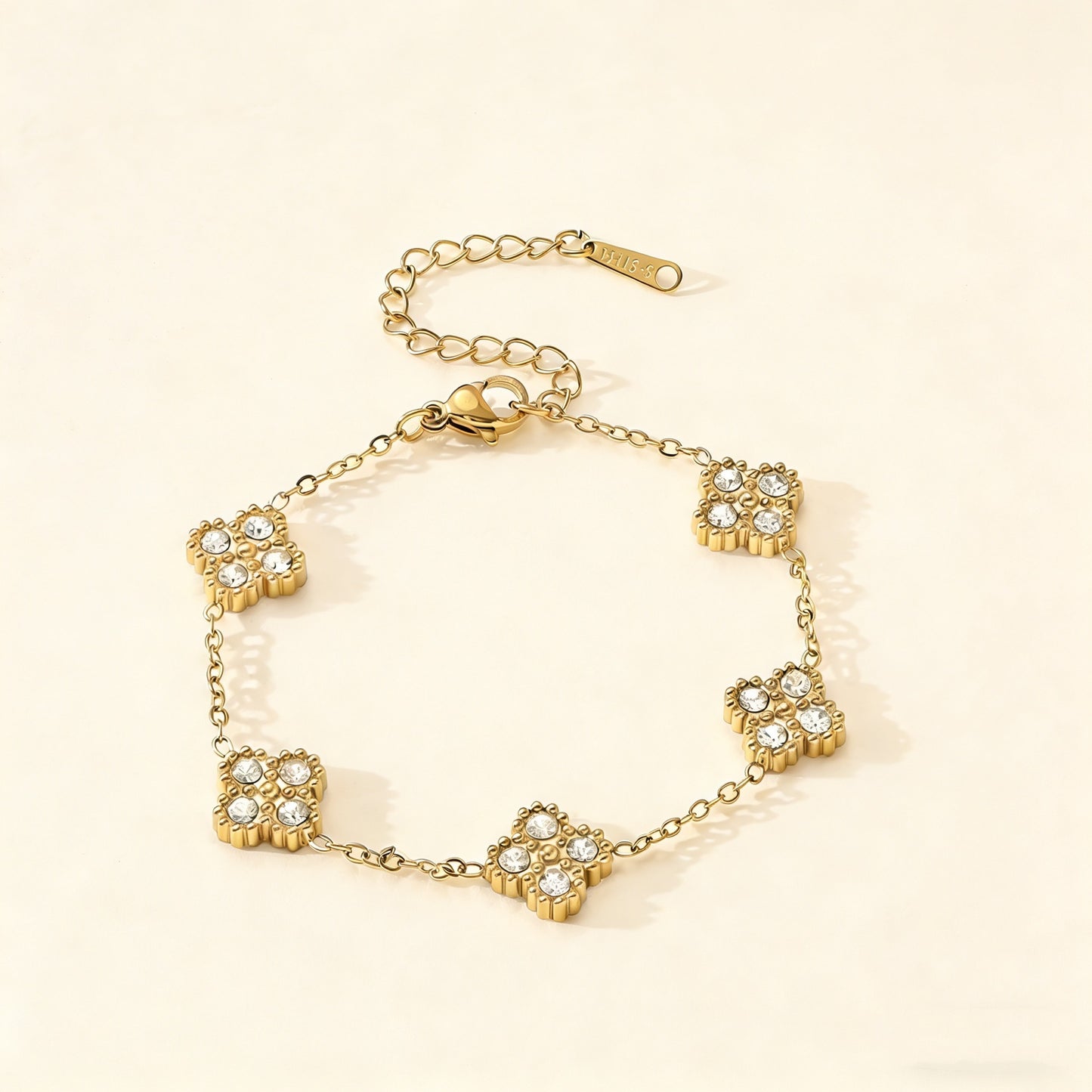 Elegant Rhinestone Floral Titanium Steel Plated Jewelry Set for Women
