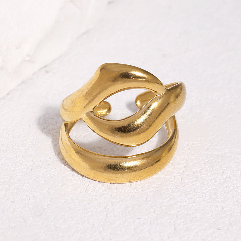 Minimalist Geometric Plated Stainless Steel Open Ring for Women