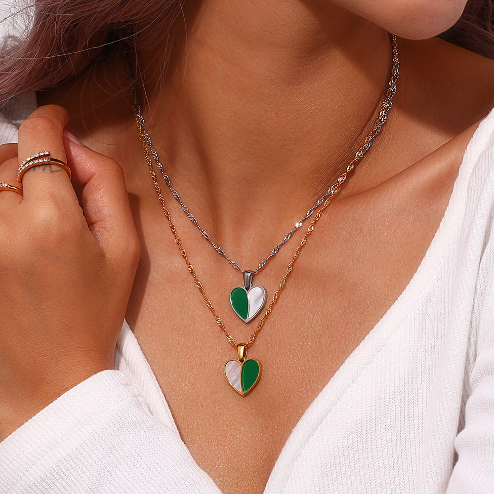 Collana con ciondolo a cuore da donna in acciaio inossidabile e acciaio al titanio, di lusso minimalista, con finitura placcata