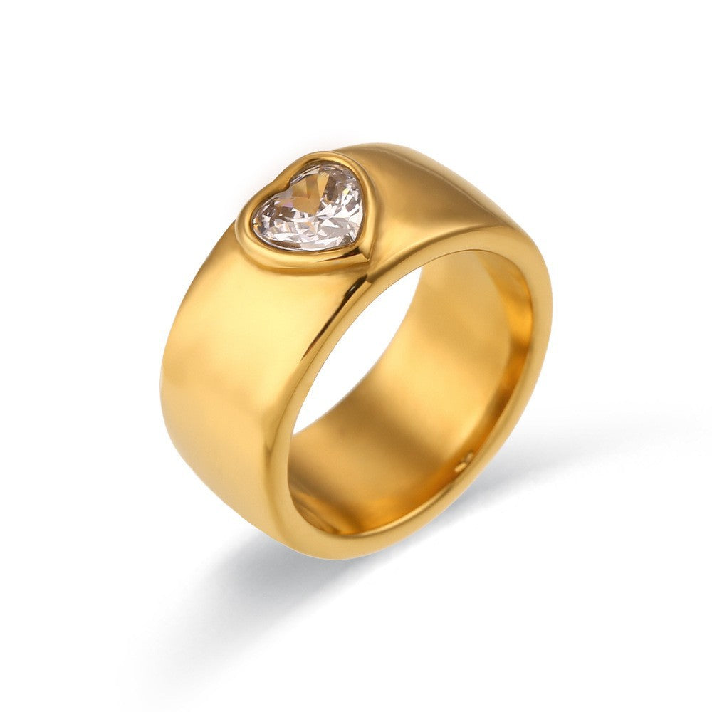 Anillo minimalista geométrico Y2K de acero inoxidable con chapado en oro de 18 quilates y acabado esmaltado para mujer