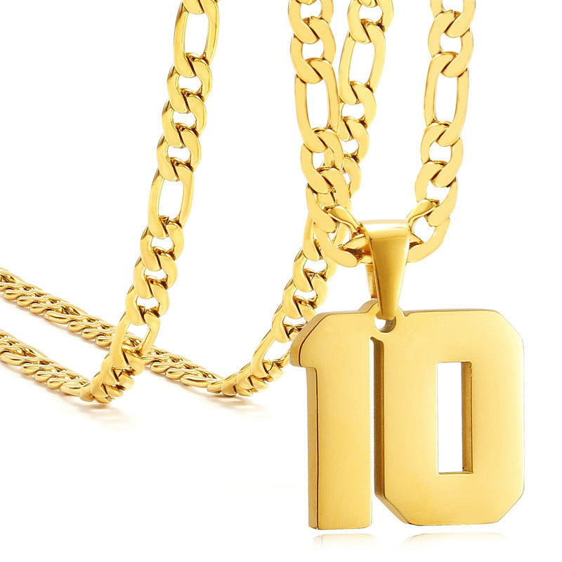 Minimalist Numeric Pendant Necklace for Men and Women Stainless Steel Chain with Polished Titanium Steel Charm