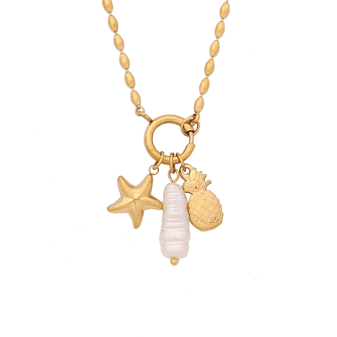 Elegant Stainless Steel Plated Heart Starfish Butterfly Detachable DIY Charm Bar Necklace for Women