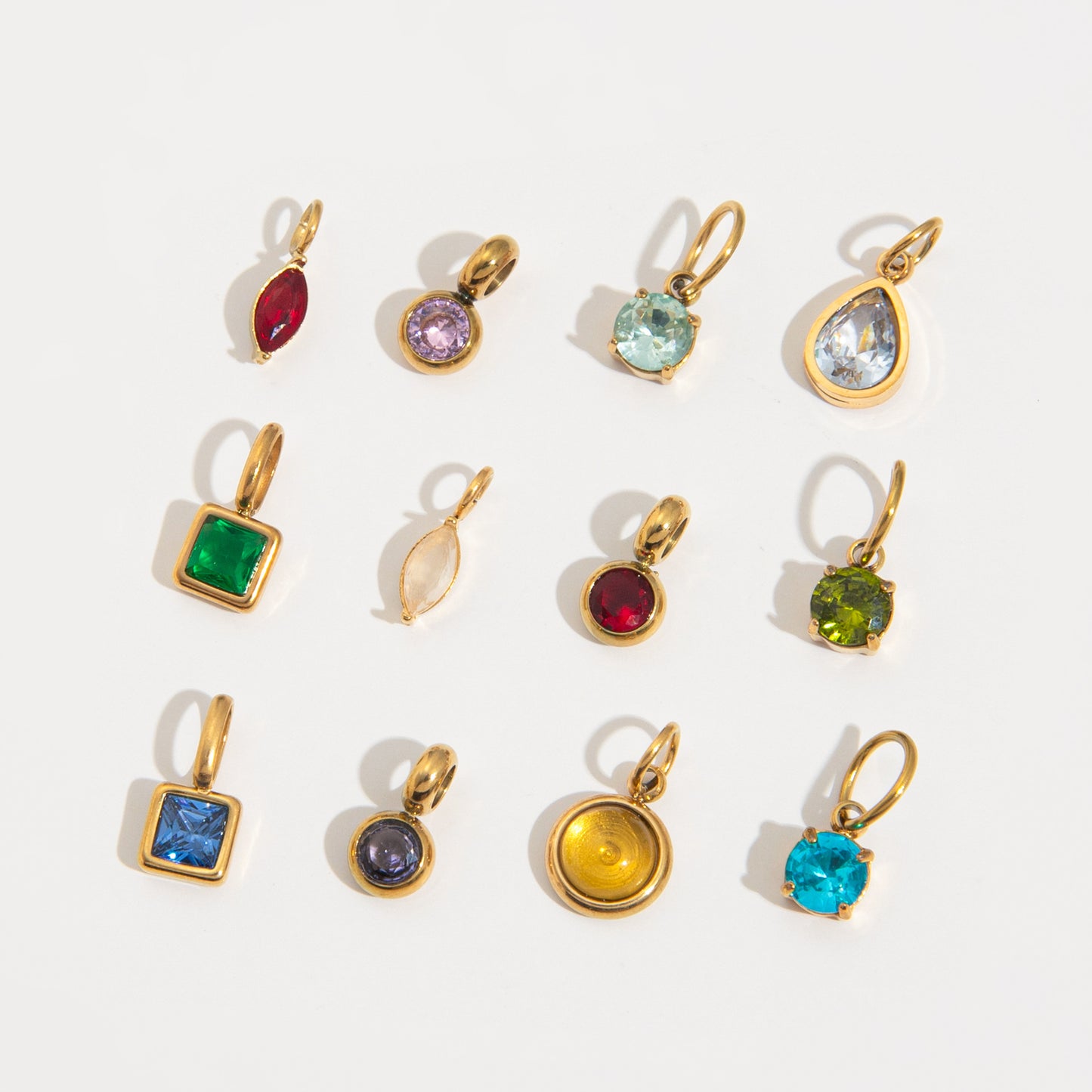 Vintage Geometric Stainless Steel 18K Gold PVD Plated DIY Charm Bar Necklace with 12 Birthstones