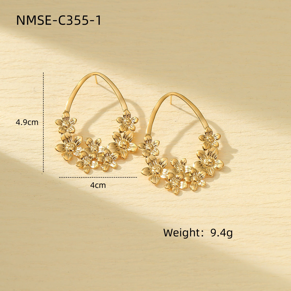 Vintage Floral and Butterfly Shaped Titanium Steel Earrings for Women with Plated Finish, Hypoallergenic and Fade-Resistant