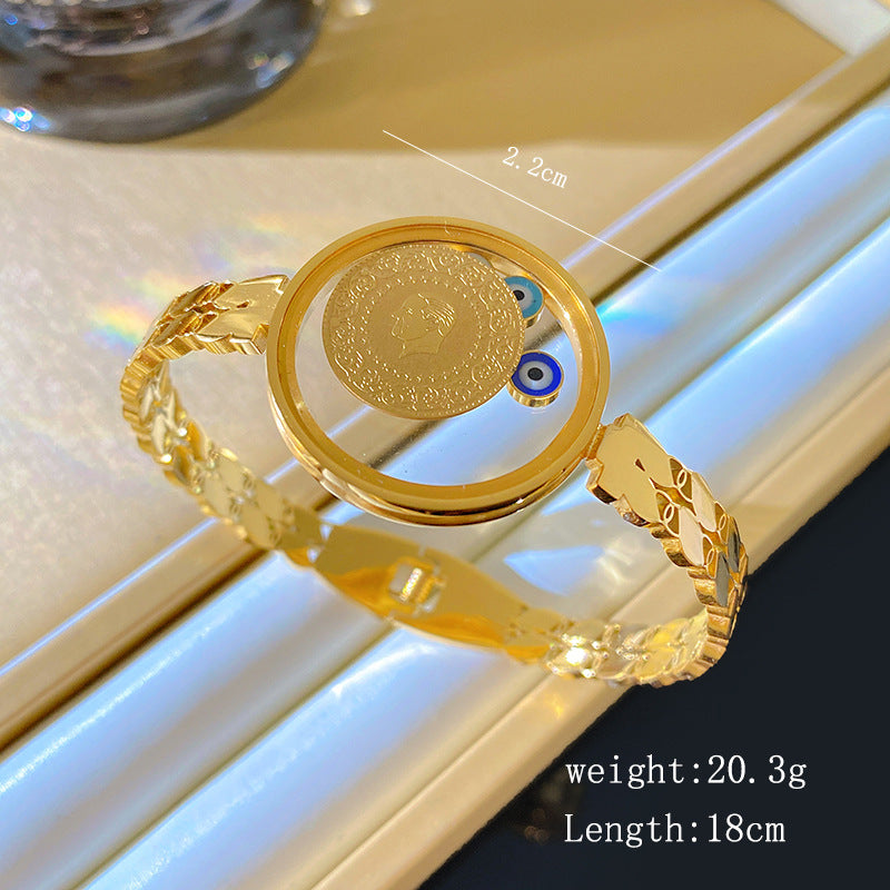 Vintage Round Geometric Plated Titanium Steel Bracelet