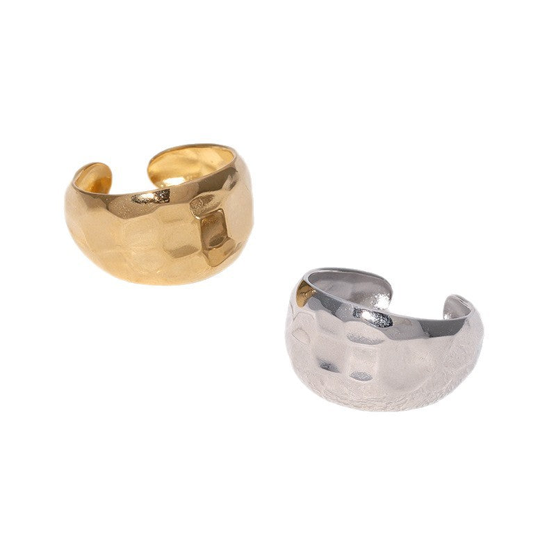 Minimalist Titanium Steel Adjustable Open Ring for Women and Men with Plated Finish, Hypoallergenic Stainless Steel Band
