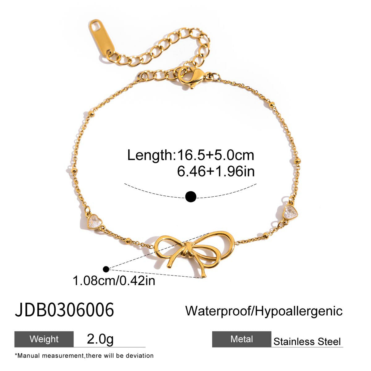 Bracciale Minimalista Geometrico in Acciaio Inossidabile Placcato per Donna con Accenti di Zircone Gioielli Ipoallergenici in Acciaio al Titanio