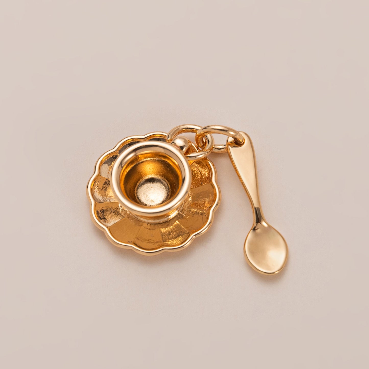 Vintage 14K Gold Plated Brass Fish Charm Bar with Ball Chain