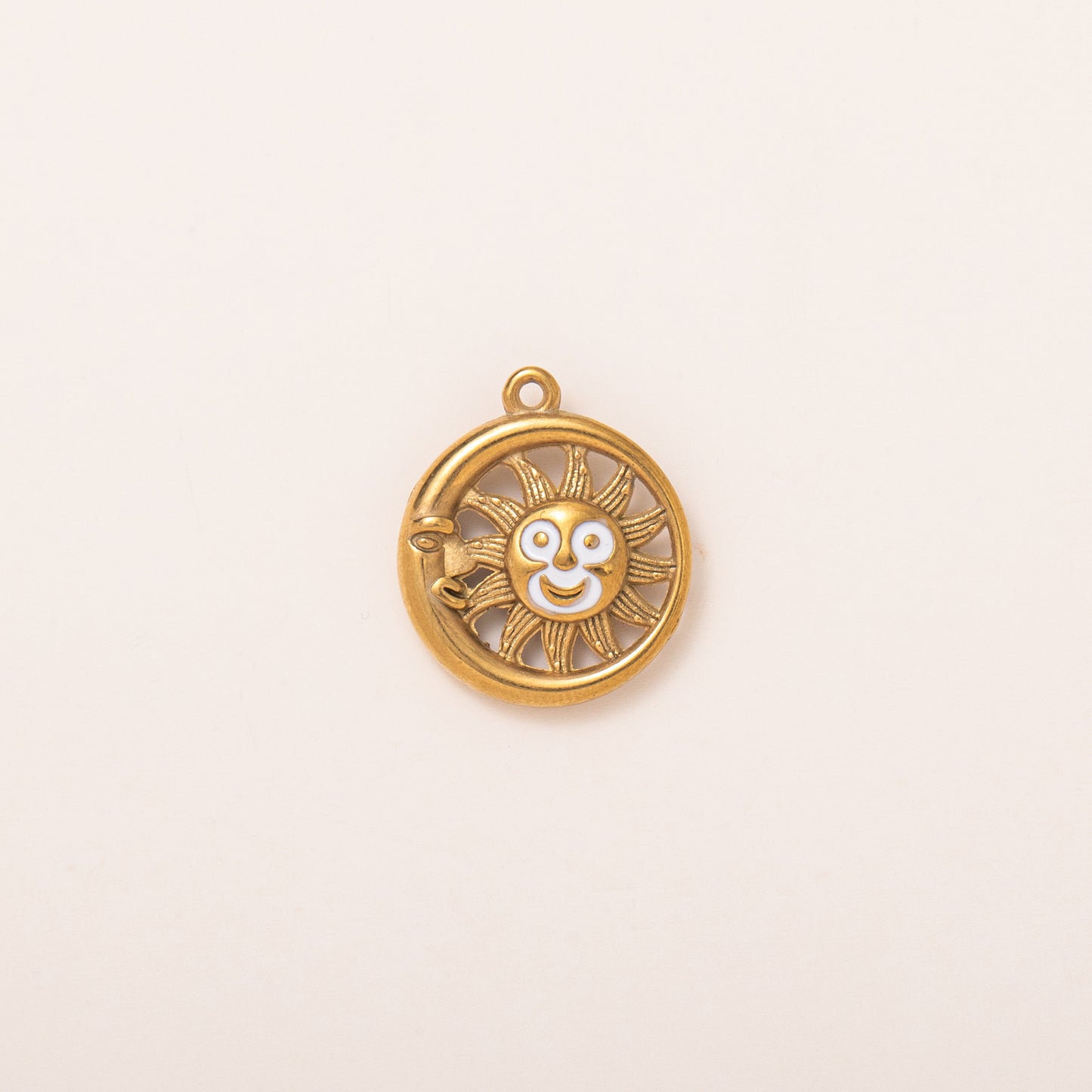 Ciondolo a cuore geometrico in acciaio inossidabile placcato oro 18 carati PVD vintage