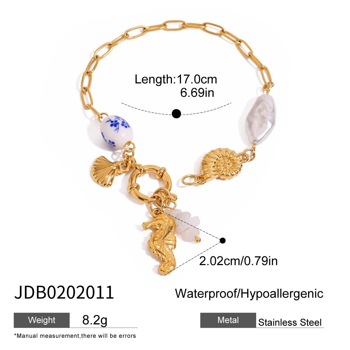 Geometric Stainless Steel Plated Bracelet with Pearl Inlay for Women