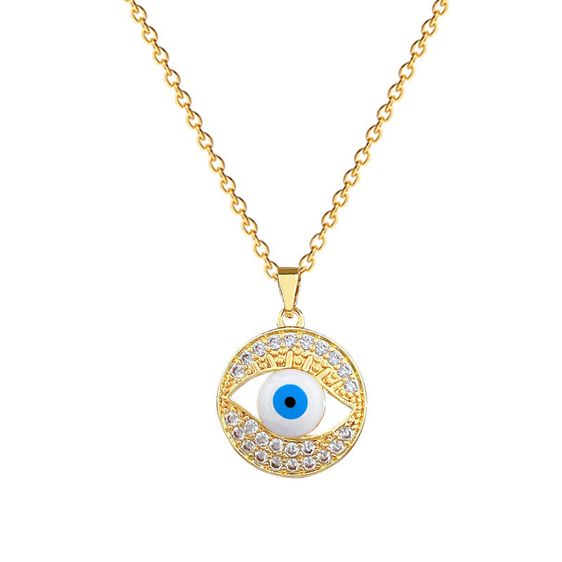Sweet Luxury Geometric Moon Rhinestone Pendant Titanium Steel Necklace for Unisex