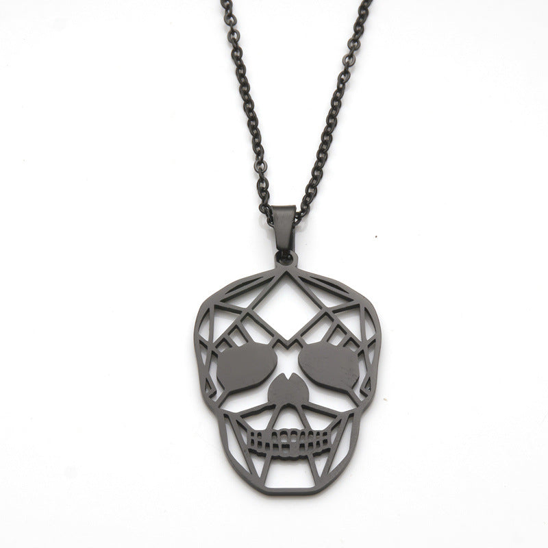 Gothic Hip-Hop Style Hollow Skull Pendant Necklace in Stainless Steel with Titanium Steel Pendant and Plated Finish