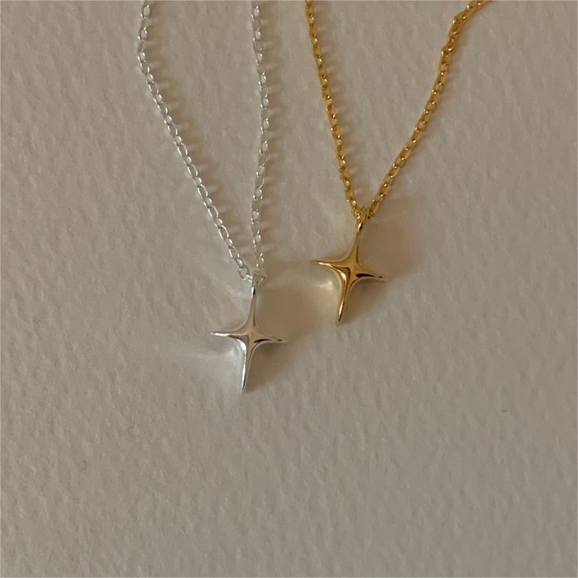 Collana con Pendente a Stella Geometrico Minimalista in Argento Sterling 925 Placcato Oro, Delicata Catena a Croce per Donna