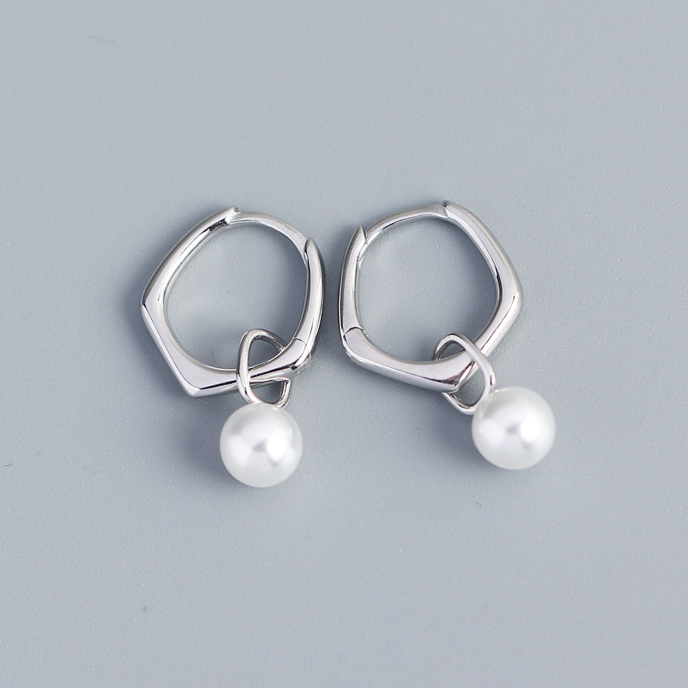 Orecchini a perno geometrici vintage in argento sterling S925 da donna con dettaglio lineare