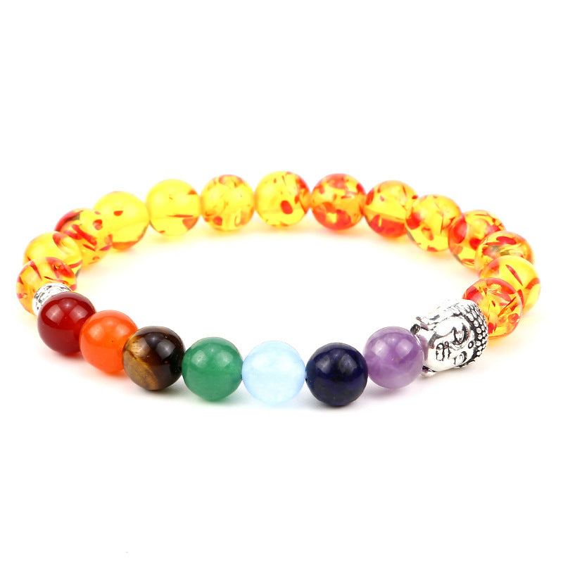 Unisex Geometric Alloy Bracelet Set with Tiger Eye, Green Aventurine and Red Agate Beads