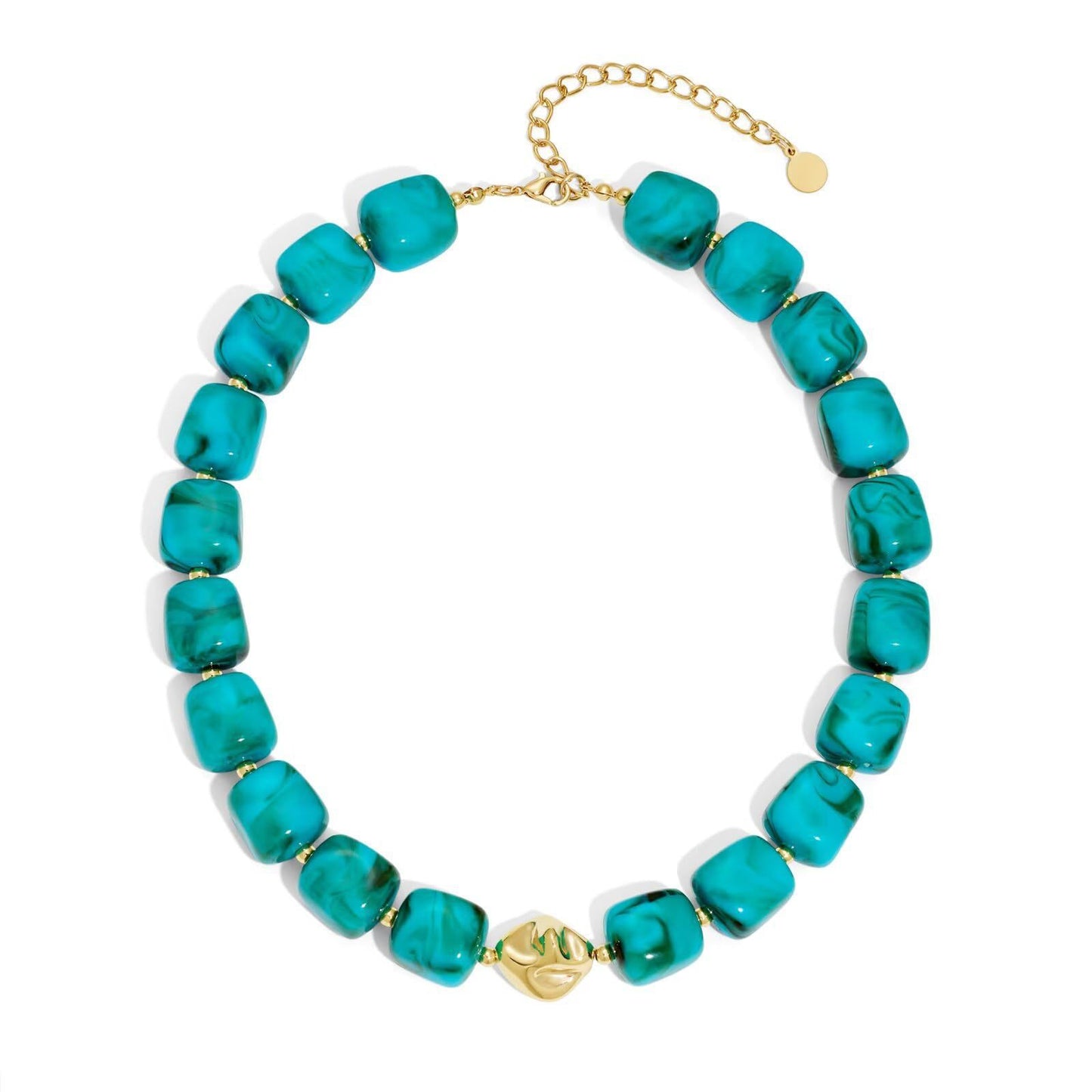 Luxury Geometric Resin Pendant Acrylic Ball Chain Necklace for Women
