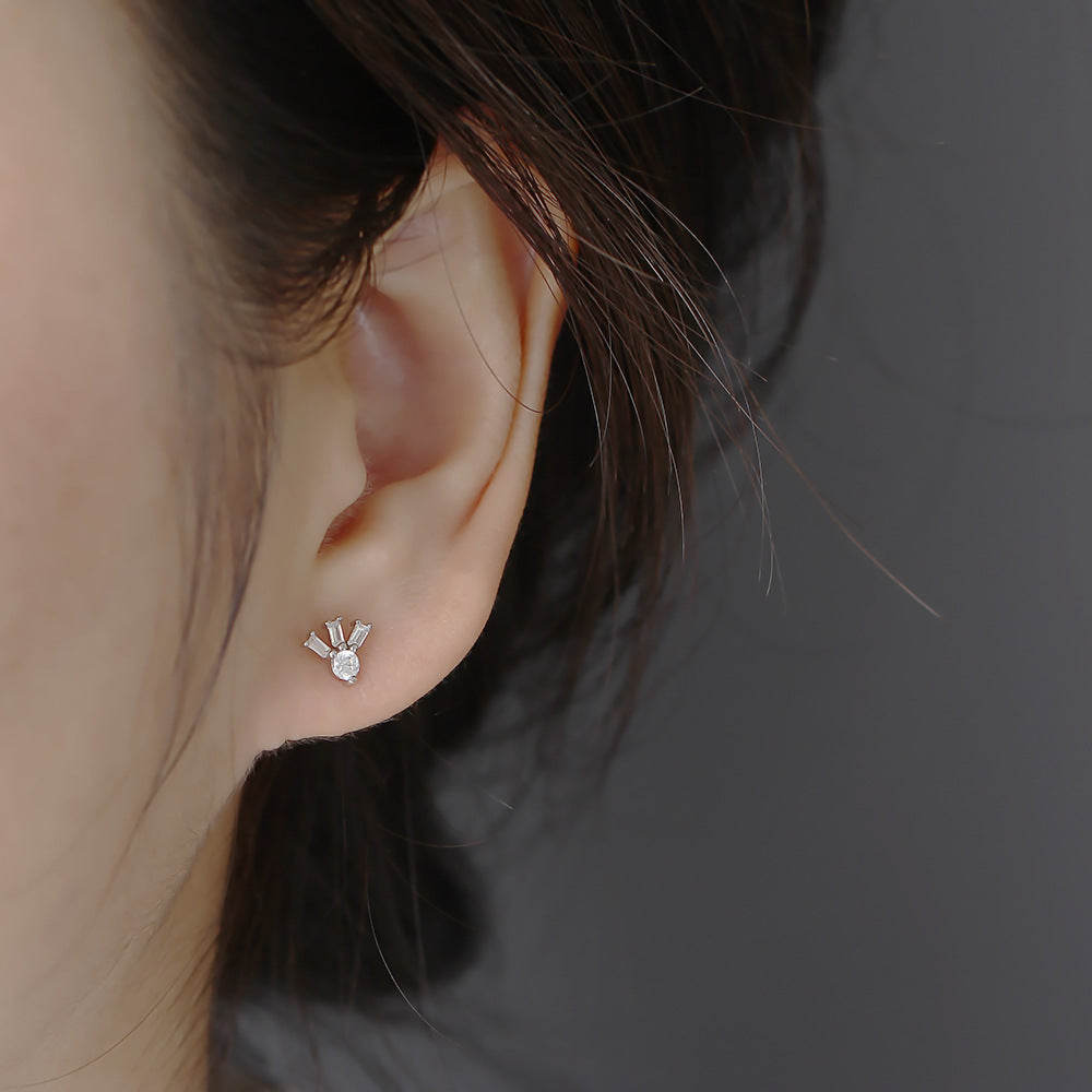 Orecchini minimalistici geometrici quadrati con zirconi cubici in argento sterling 925