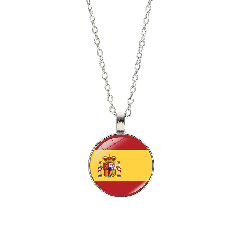 Sporty Geometric Alloy Plated Necklace with Crystal Pendant Unisex Cable Chain