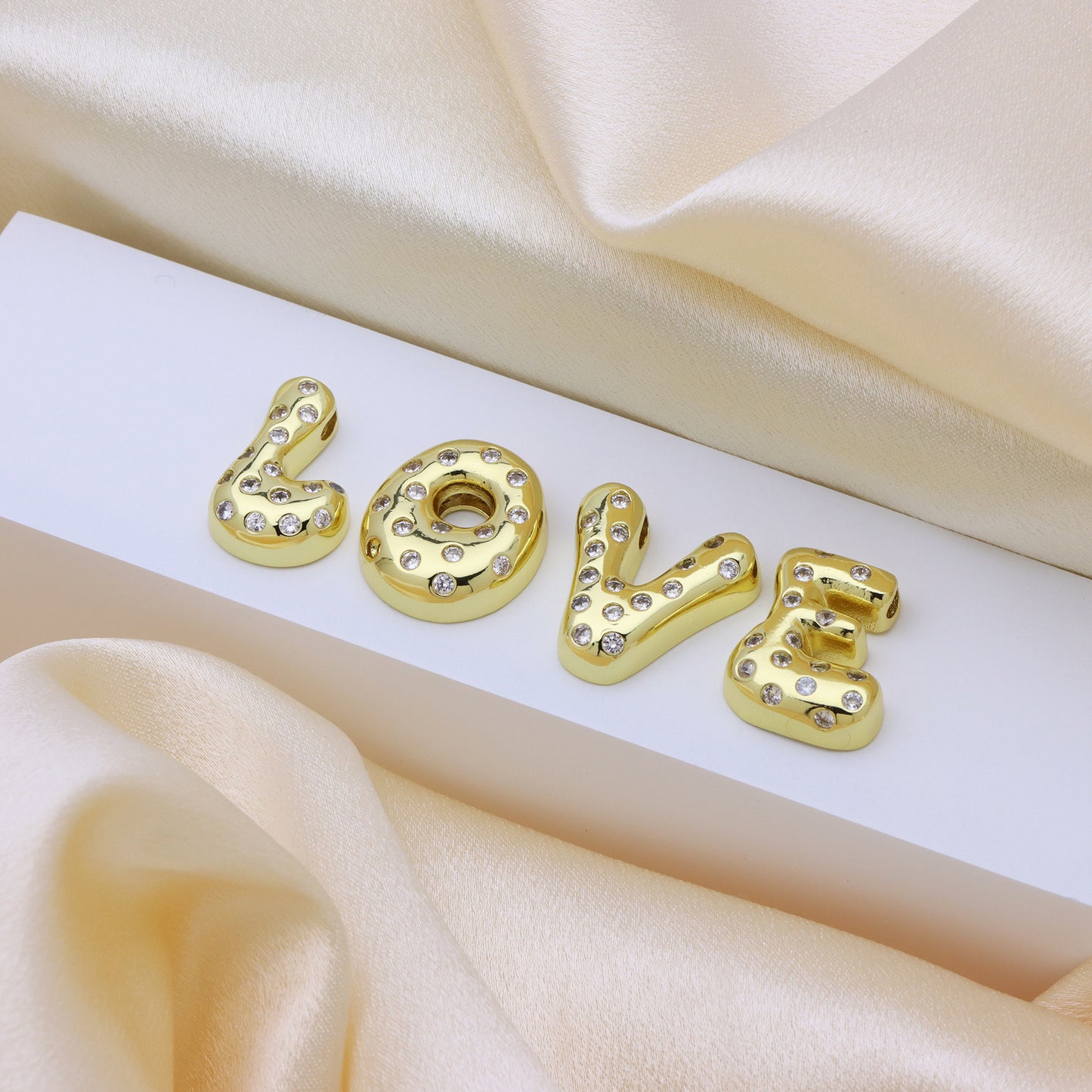Sweet Plated Brass Letter Pendant Necklace with Cubic Zirconia Inlay for Women