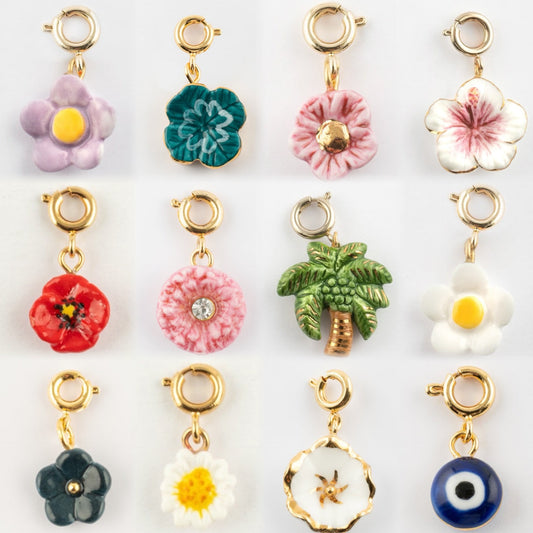 Vintage Floral Plant Stainless Steel PVD Gold Plated Pendant Charm Bar for Women