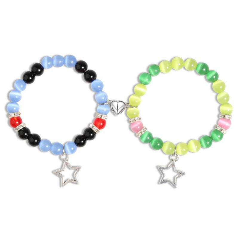 Spider and Heart Shape Crystal Magnetic Bracelet for Couples