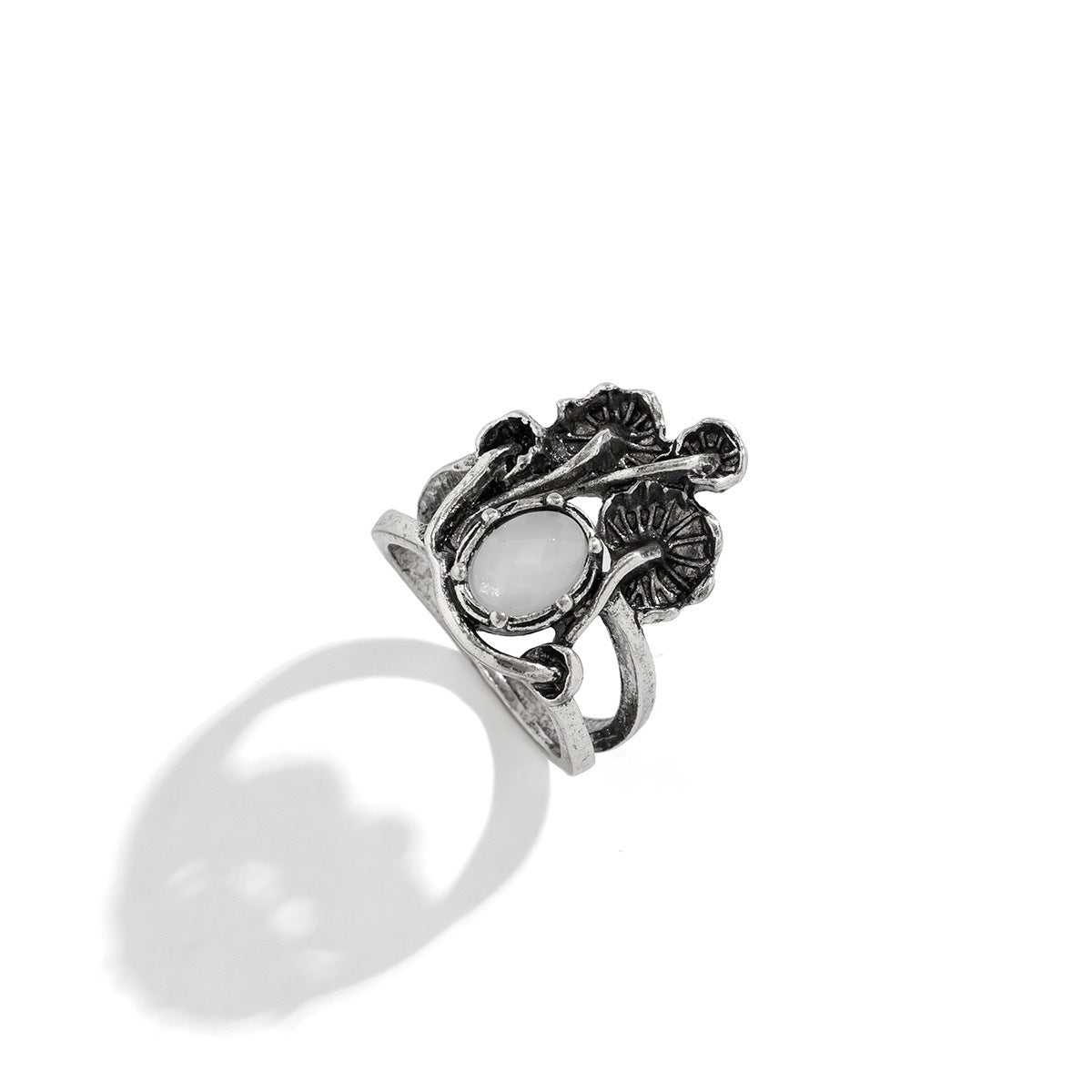 Vintage Bohemian Geometric Butterfly Gemstone Plated Alloy Ring Set for Women